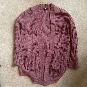 Express long chenille cardigan with pockets